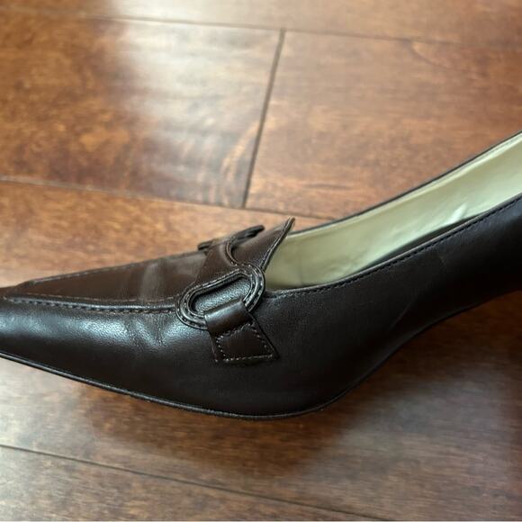 Antonio Melani Brown 90s Style Pointed Square Toes Women's Spool Heels, Size 7 - Picture 11 of 16